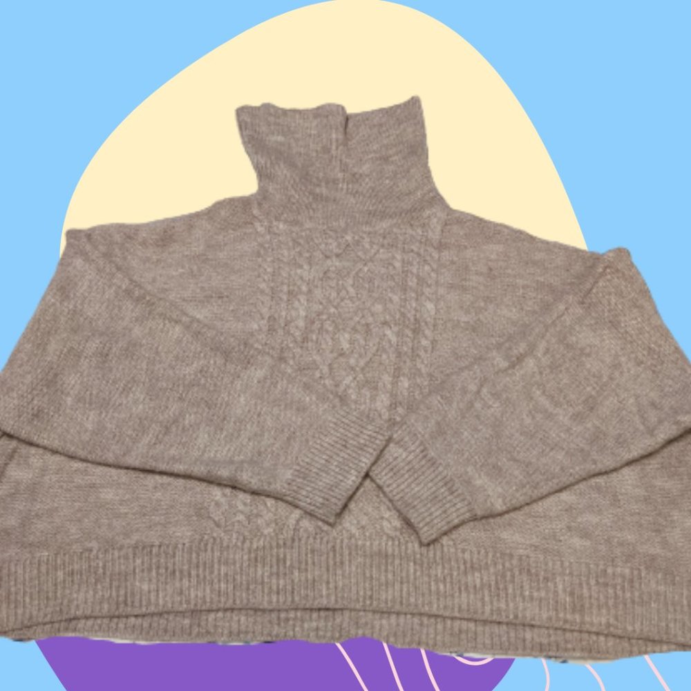 Plus Pink Knitted Cropped Turtleneck Sweater